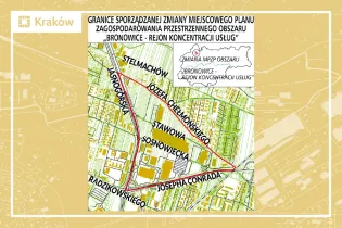 grafika przedstawiająca granice mpzp Bronowice-rejon koncentracji usług
