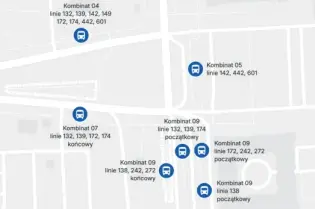 Stała organizacja przystanków autobusowych na węźle Kombinat