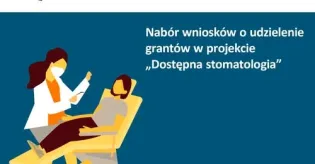 Na grafice widnieje lekarz dentysta leczący pacjenta 