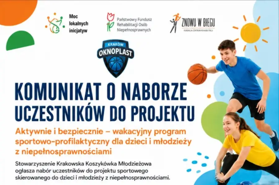 Komunikat o naborze uczestników do projektu sportowo-profilaktycznego dla dzieci i młodzieży z niepełnosprawnościami.