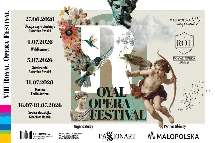 Plakat VIII Royal Opera Festival z datami i nazwiskami artystów.