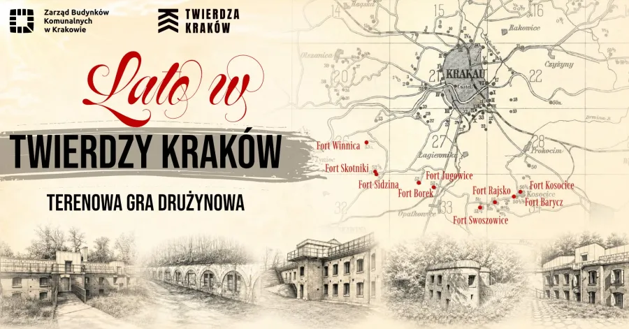 Lato w Twierdzy Kraków, terenowa gra drużynowa, mapa fortów i wydarzeń.