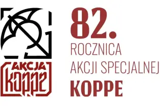 82. rocznica akcji specjalnej Koppe, logo z symbolem młota i sierpa.