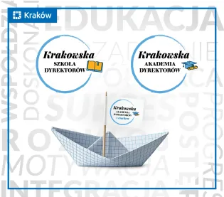 Krakowska Szkoła Dyrektorów i Akademia Dyrektorów, łódź papierowa jako symbol edukacji.