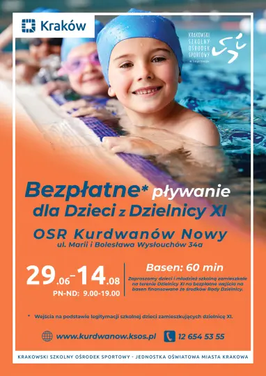 Podgórze Duchackie: bezpłatne pływanie dla dzieci