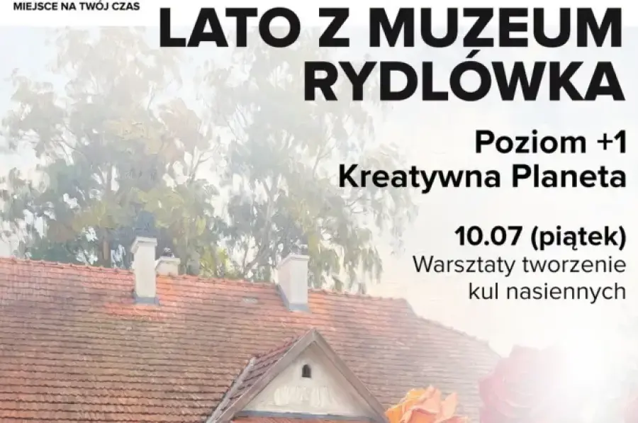 Plakat promujący warsztaty tworzenia kul nasiennych w Galerii Bronowice.