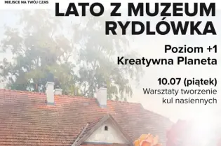 Plakat promujący warsztaty tworzenia kul nasiennych w Galerii Bronowice.