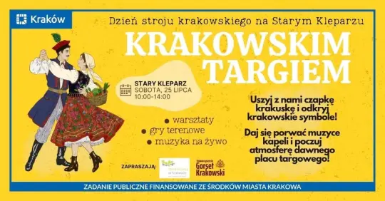 Dzień stroju krakowskiego z warsztatami, muzyką na żywo i grami terenowymi w Starym Kleparzu.