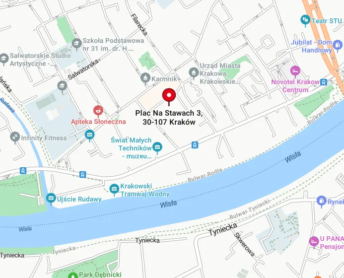 Mapka z lokalizacja adresu Plac na Stawach 3