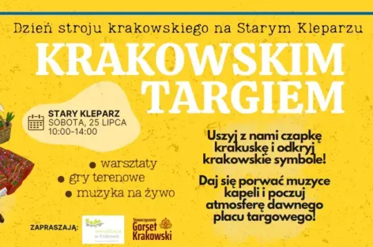 Dzień stroju krakowskiego z warsztatami, grami terenowymi i muzyką na żywo w Starym Kleparzu.