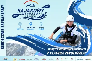 Kobieta w kajaku podczas zawodów sportów wodnych w Krakowie.