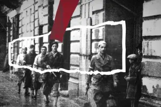 Plakat promujący wystawę o żołnierzach Batalionu AK „Pięść” z okazji 82. rocznicy Powstania Warszawskiego