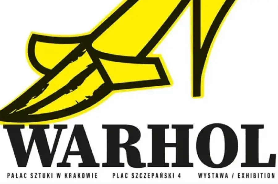 Plakat wystawy Andy Warhol w Krakowie z datami i lokalizacją.