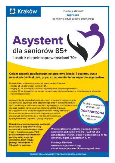 Bezpłatne wsparcie asystenckie dla mieszkańców Krakowa