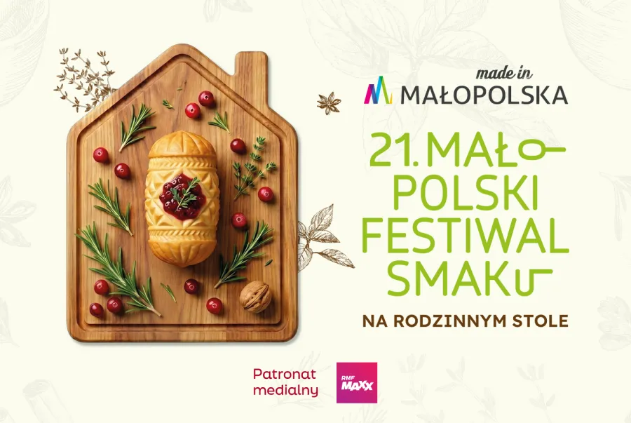 21. Małopolski Festiwal Smaku, dekoracyjny chleb w kształcie domu z ziołami i owocami.