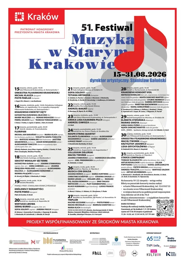 Plakat Festiwalu Muzyka w Starym Krakowie 2026
