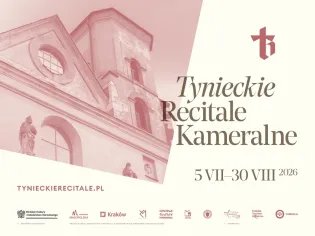 Plakat promujący Tynieckie Recitale Kameralne, daty wydarzenia: 5 VII - 30 VIII 2026.