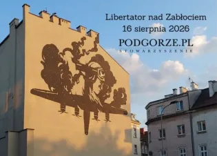 Murale przedstawiające samolot i postać pilota z datą oraz informacjami o wydarzeniu.