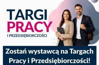 Grafika promująca Targi Pracy i Przedsiębiorczości. Wydarzenie odbędzie się 7 października 2026 r. w godz. 9:00–14:00 w TAURON Arenie Kraków przy ul. Stanisława Lema 7.