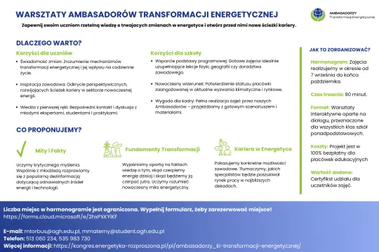 Warsztaty dla uczniów o transformacji energetycznej, korzyści i możliwości rozwoju zawodowego.