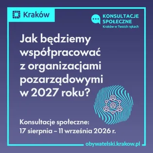Konsultacje społeczne w Krakowie dotyczące współpracy z organizacjami pozarządowymi w 2027 roku.