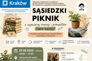 Sąsiedzki piknik z wymianą rzeczy i pomysłów, program wydarzenia i szczegóły lokalizacji.