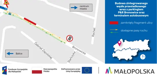 Budowa P&R Bronowice: zmiany na ul. Bronowickiej