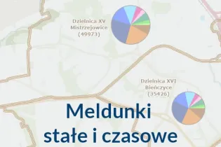 Meldunki stałe i czasowe w dzielnicach XV i XVI z podziałem na kategorie.