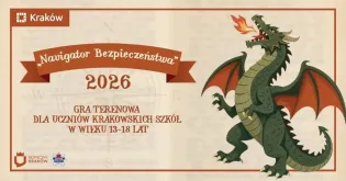 Gra terenowa dla uczniów krakowskich szkół w wieku 13-18 lat, z motywem smoka.