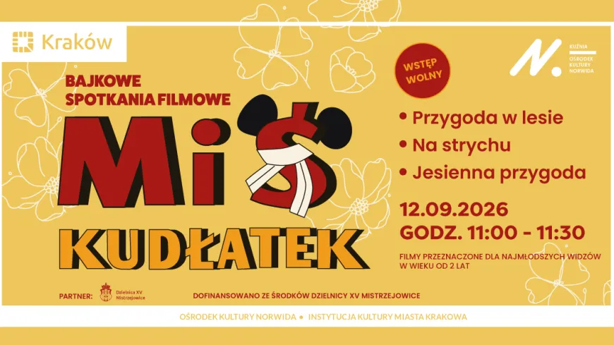 Bajkowe spotkania filmowe dla dzieci, 12.09.2026, godz. 11:00-11:30, wstęp wolny.