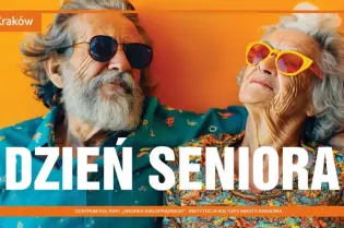 Dzień Seniora z uśmiechniętymi seniorami w okularach przeciwsłonecznych.