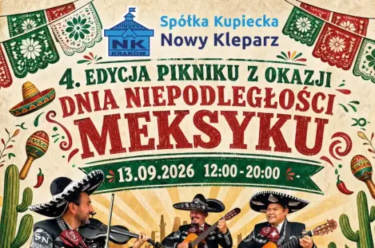 Piknik z okazji Dnia Niepodległości Meksyku, z muzyką, jedzeniem i atrakcjami.