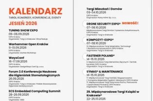 Kalendarz wydarzeń targowych i konferencji w Krakowie na jesień 2026.
