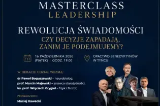 Zaproszenie na masterclass o rewolucji świadomości, z udziałem ekspertów i dyskusją. Wstęp wolny.