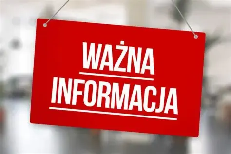 Ważna informacja na czerwonym tle.