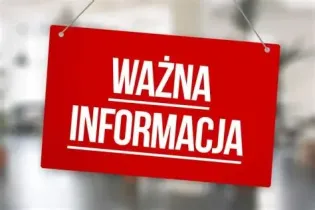 Ważna informacja na czerwonym tle.