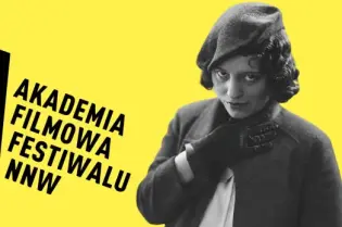 Plakat zapraszający na Akademię Filmową Festiwalu NNW z informacjami o wydarzeniu.