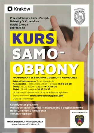 Kurs samoobrony w Krakowie, informacje o terminach i miejscu, kontakt mailowy.
