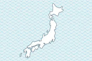 Mapa Japonii na tle wzoru fal.