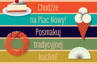 Plakat promujący wydarzenie kulinarne w Krakowie z datą i informacjami o tradycyjnej kuchni.