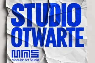 Plakat wydarzenia "Studio Otwarte" w Krakowie z datą, programem i informacjami o artystach.