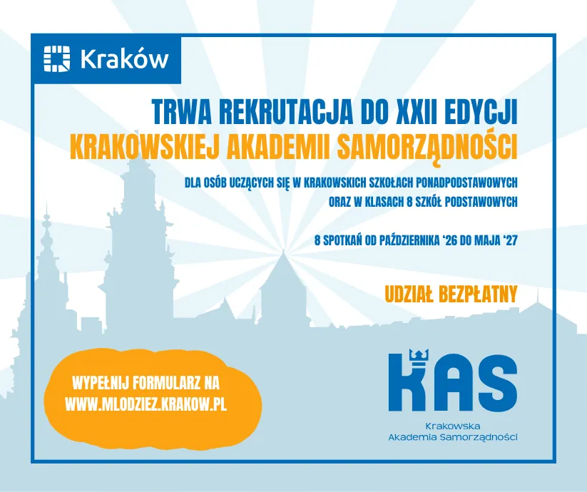 Rekrutacja do XXII edycji Krakowskiej Akademii Samorządności dla uczniów szkół podstawowych. Udział bezpłatny.