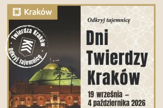 Plakat promujący Dni Twierdzy Kraków z datami i informacjami o wydarzeniach.