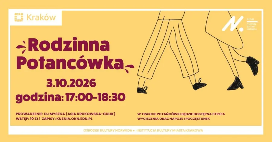 Rodzinna Potancówka w Krakowie, 3.10.2026, godz. 17:00-18:30, DJ Myszka, wstęp 10