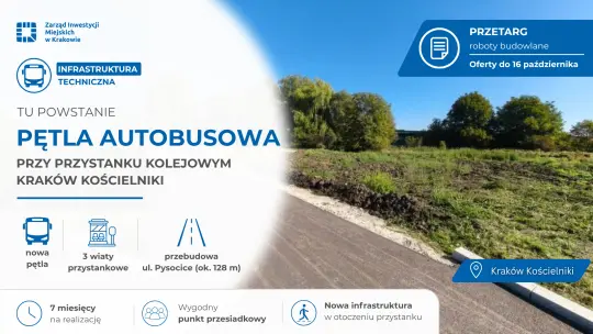 Przetarg na budowę pętli autobusowej przy przystanku kolejowym Kraków Kościelniki