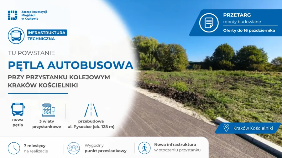 Przetarg na budowę pętli autobusowej przy przystanku kolejowym Kraków Kościelniki