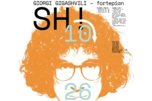 Plakat festiwalu muzycznego z informacjami o występie Giorgiego Gigashvili.