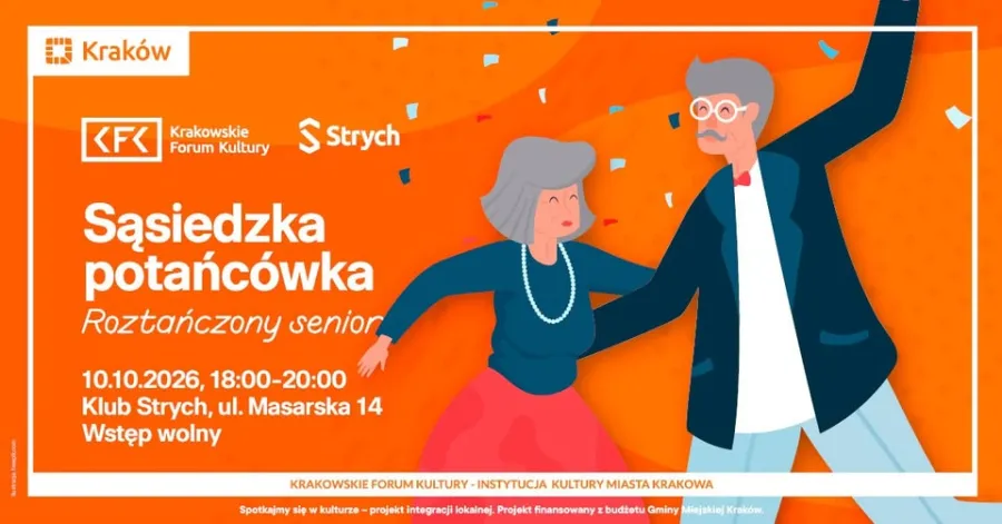 Sąsiedzka potańcówka dla seniorów w Krakowie, 10 października 2026, wstęp wolny.