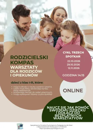Warsztaty dla rodziców i opiekunów dzieci z klas I-III dotyczące trudności w nauce czytania i pisania.