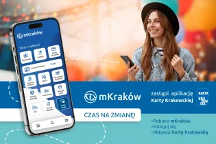 Aplikacja mKraków z funkcjami Karty Krakowskiej i hasłem "Czas na zmianę!